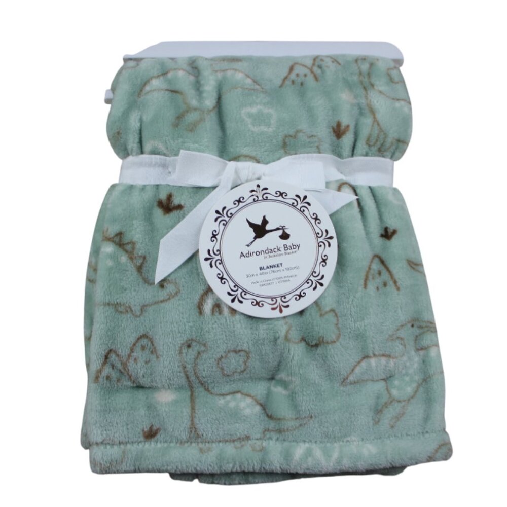 Adirondack Baby Dinosaur Blanket Dino Fleece Green Brown Infant Boys NWT RARE